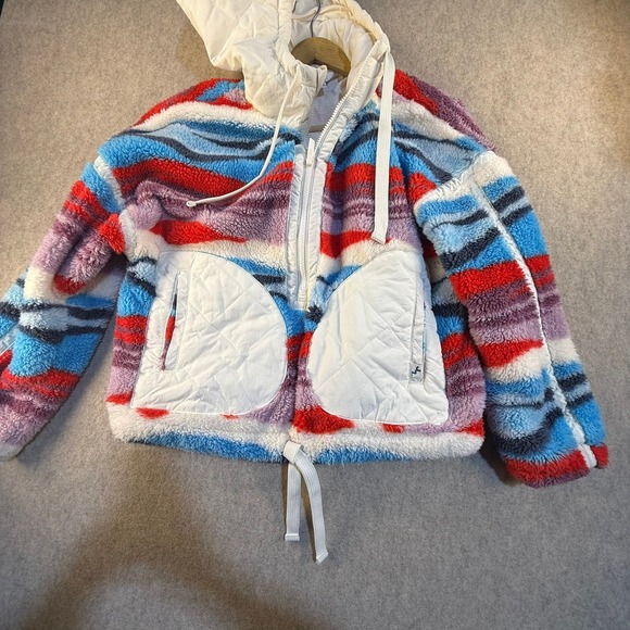 JoyLab Jackets & Blazers - JoyLab Womens Multi Color Striped Sherpa‎ Fleece Quarter Zip Hoodie Jacket M